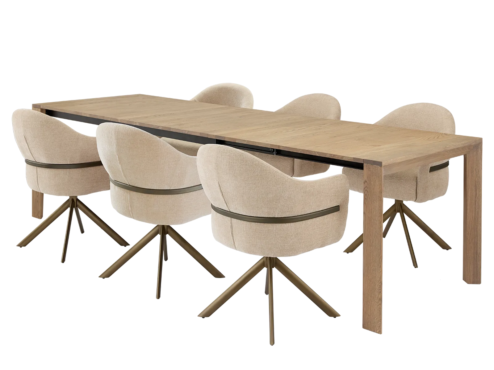 Extending Dining Table (180cm) With 6 Pullman Dining Chairs In Linen